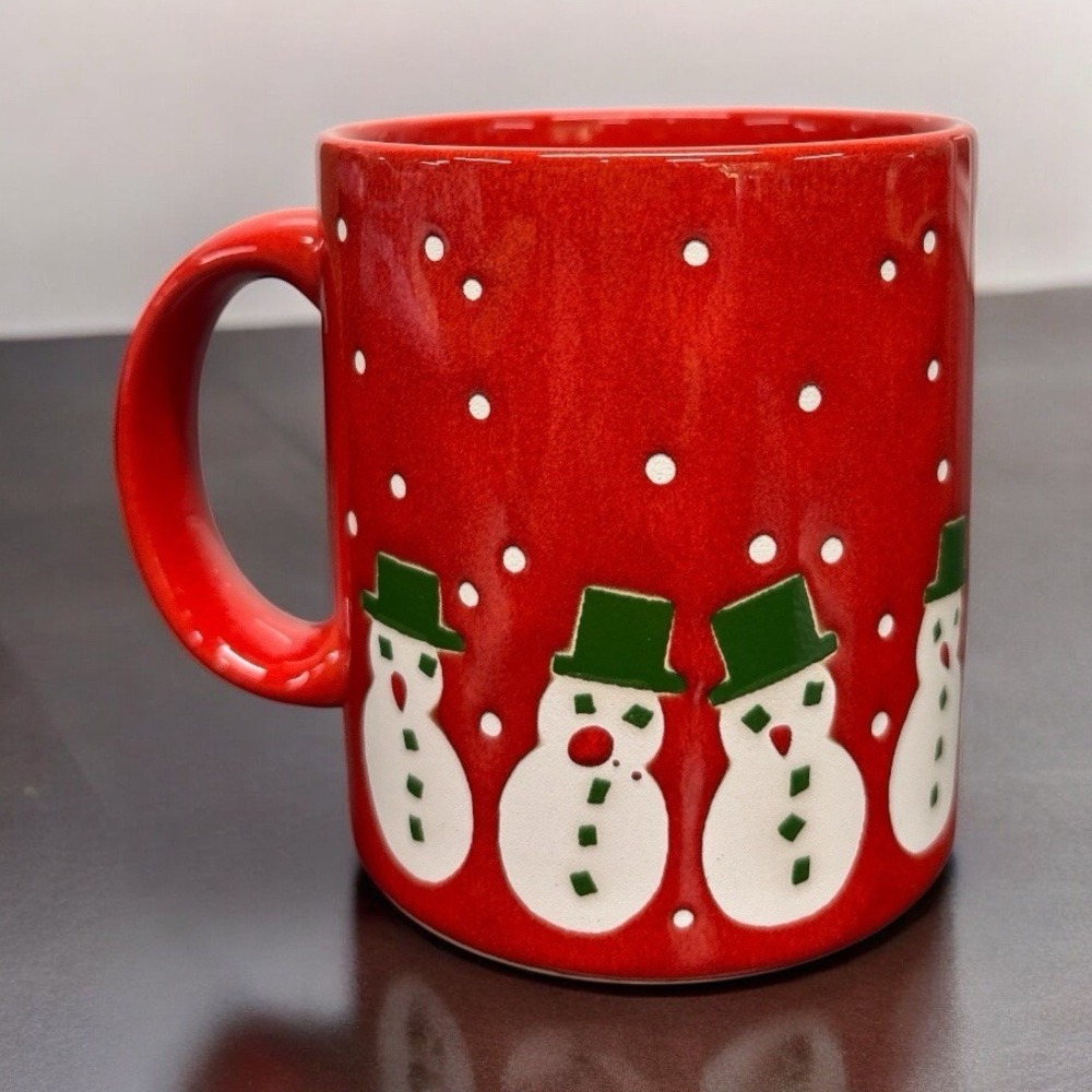 Vintage Waechtersbach‎ Snowmen Christmas Mug Red West Germany